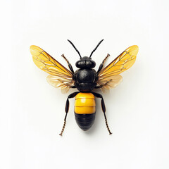 Obraz premium Full-Body of a Black and Yellow Wasp on White Background