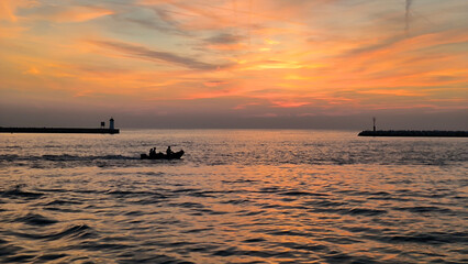 sunset by the Adriatic Sea in Poreč, Croatia