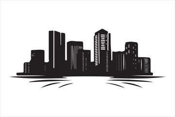 Naklejka premium Boston Skyline Silhouette Print, Minimalist Boston Cityscape Silhouette Art vector
