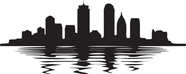 Boston Skyline Silhouette Print, 
Minimalist Boston Cityscape Silhouette Art vector