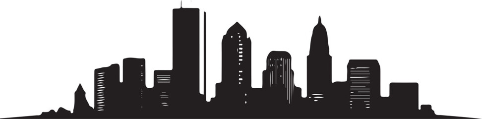 Boston Skyline Silhouette Print, 
Minimalist Boston Cityscape Silhouette Art vector