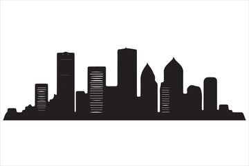 Obraz premium Boston Skyline Silhouette Print, Minimalist Boston Cityscape Silhouette Art vector