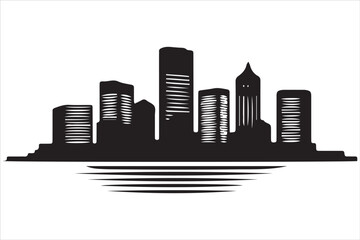 Obraz premium Boston Skyline Silhouette Print, Minimalist Boston Cityscape Silhouette Art vector