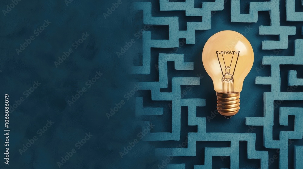 Poster lightbulb illuminating creative pathways in a maze