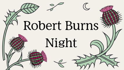 Robert burns night celebration banner with thistle decorations for event design