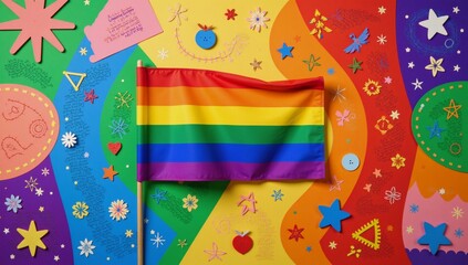 Obraz premium Vibrant depiction celebrating LGBTQ pride and equality through abstract art