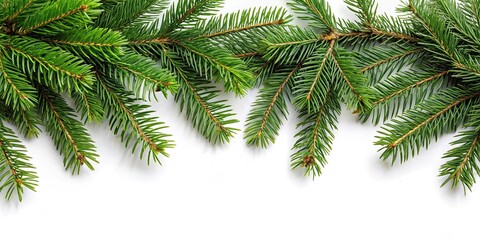Obraz premium Fir branches isolated on white background for Christmas decorations, fir, branches, isolated, white background, Christmas