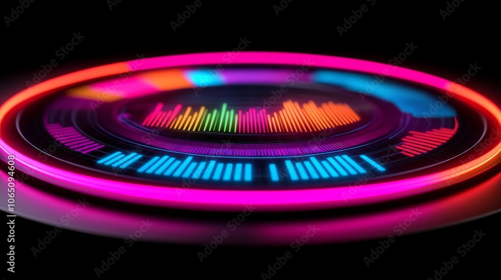 Poster neon circular data visualization