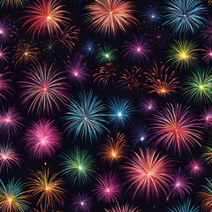 night sky with colorful fireworks - Generative AI