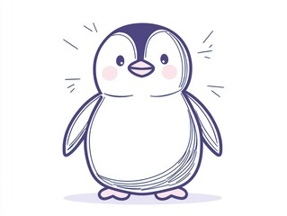 Obraz premium Continuous line drawing a cute penguin for logo design