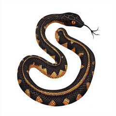 Fototapeta premium Chinese New Year 2025, animal symbol Zodiac Snake. Black gold gradient oriental snake. Wallpaper, background, print production