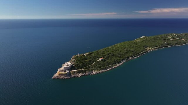 Aerial view of Prevlaka Peninsula at the entrance to the Kotor Bay, Croatia