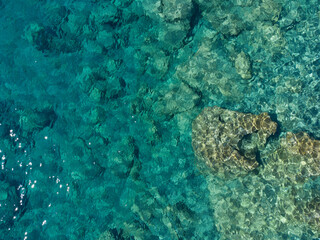 clear and transparent water of the Crete coast