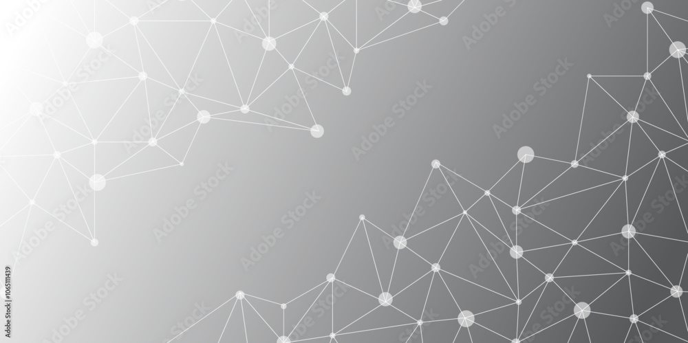 Aufkleber Abstract geometric background with connecting dots and lines with low poly triangle shapes. Polygonal Mesh Background Vector design digital technology concept Global network connection data structure.