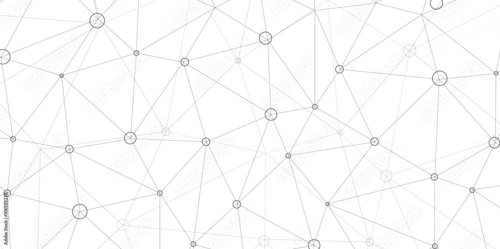 Poster Abstract geometric background with connecting dots and lines with low poly triangle shapes. Polygonal Mesh Background Vector design digital technology concept Global network connection data structure.