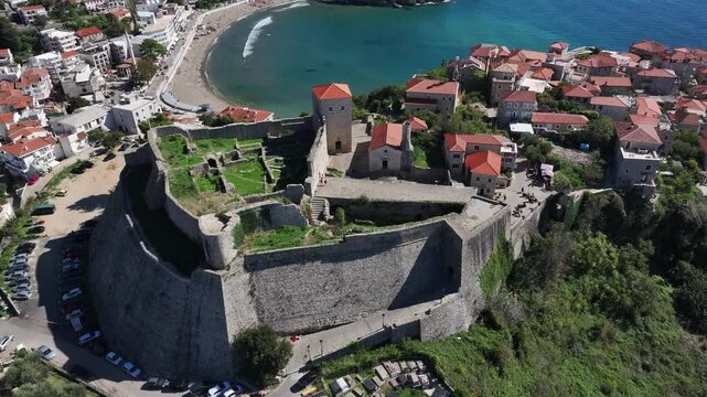 Aerial view of Ulcinj Fortress, Ulcinj, Montenegro