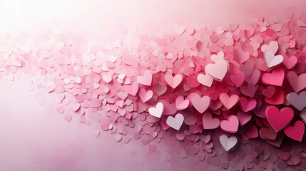 Obraz premium Paper cutout hearts in shades of pink and soft red concept of love on Valentines Day
