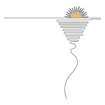 recommend clip art: Sunset icon  continuous one line drawing of outline vector illustration