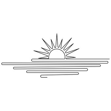 recommend clip art: Sunset icon  continuous one line drawing of outline vector illustration