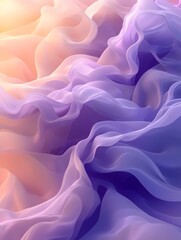 Obraz premium Abstract swirl of translucent fabric in soft lavender and peach tones, creating a serene, dreamlike atmosphere. The flowing curves evoke a sense of calm and fluidity.