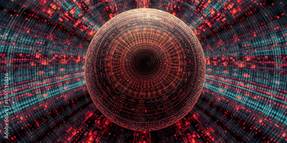 Aufkleber abstract sphere with red and blue patterns.