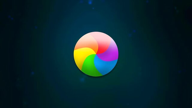 A vibrant and colorful loading spinner icon displayed prominently on a dark background