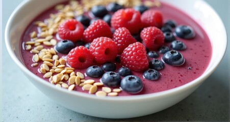Colorful smoothie bowl with berries