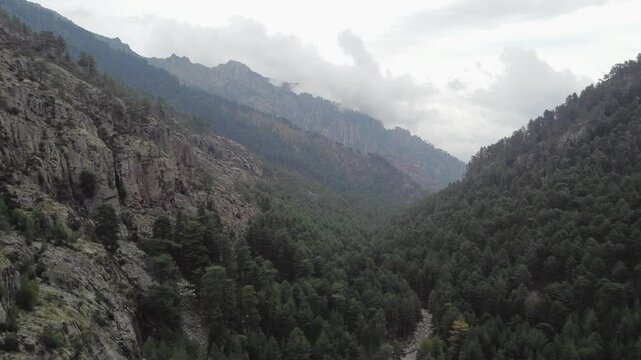 Stunning aerial view of Restonica valley in Corsica, GR20. Aerial shot