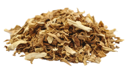 Pile of wood chips on a white background