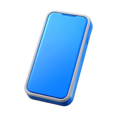 Flat-style smartphone icon with a blue screen,  isolated on a transparent background