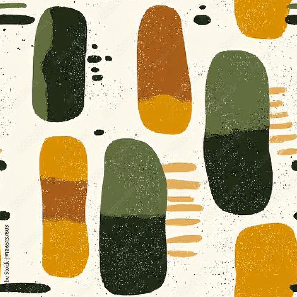 Poster abstract carved block print pattern design