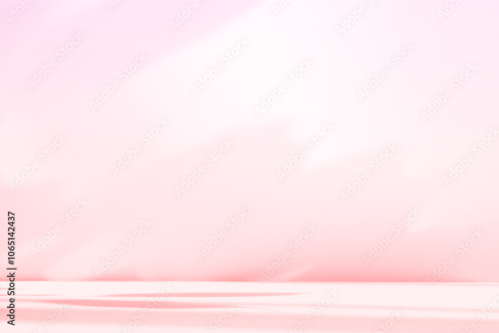 Poster Abstract pink color gradient studio background for product presentation. Empty room with shadows of flowers and plant leaves. 3d orange room with copy space. Summer concept. Blurred backdrop