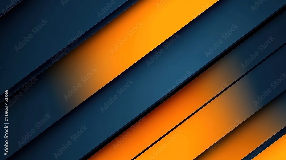 Poster abstract design featuring diagonal blue and orange layers, creating a modern graphic effect.