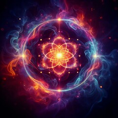Fototapeta premium Glowing Auras Glowing auras surround smoke shapes captured with