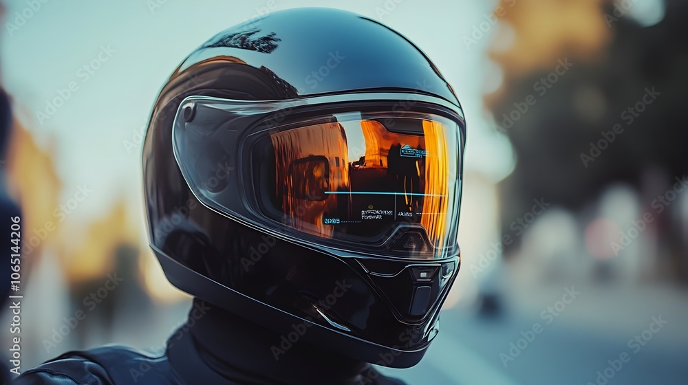 Aufkleber futuristic helmet visor with integrated digital speed and gps navigation display