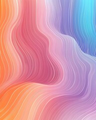 Obraz premium An abstract wave pattern featuring soft gradients in orange, pink, and blue hues, with delicate white lines creating a sense of movement and fluidity.