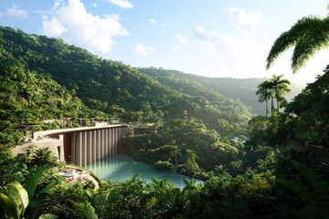 Fototapeta premium Discover How Nature Inspires Modern Architectural Designs in Tropical Landscapes