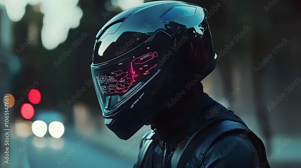 Aufkleber futuristic helmet hud with augmented driving support data visualization