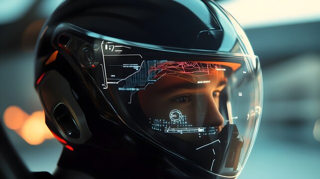 Futuristic Automotive Dashboard with Augmented Reality Overlays for Driver Information
