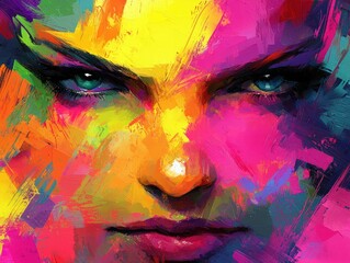 Obraz premium Vibrant Artwork Captures Emotions Through Bold Colors and Expressions