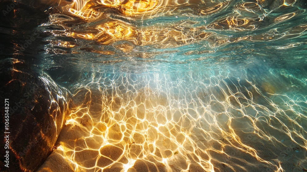 Poster abstract patterns of light and shadow underwater
