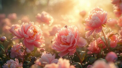 Obraz premium Pink Peonies in the Morning Light