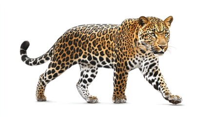 Fototapeta premium A realistic illustration of a leopard walking, showcasing its distinctive coat and features.