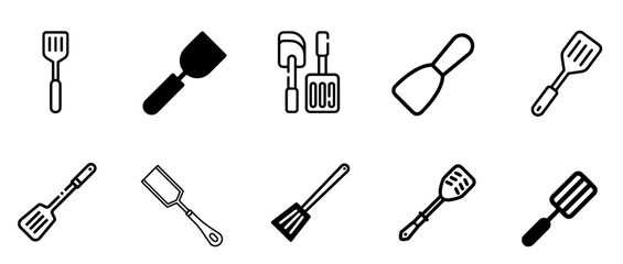 Obraz premium Spatula silhouette, Kitchen spatula silhouettes, Kitchen spatula bundle, Spatula vector set