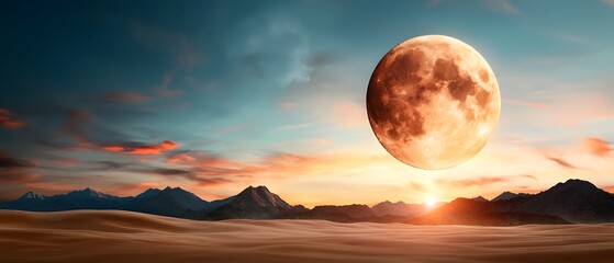 Enchanting Crimson Higanbana Field Under the Radiant Full Blood Moon   Mysterious and Serene Nighttime Landscape with Beautiful Blooming Red Flowers and Dramatic Sky