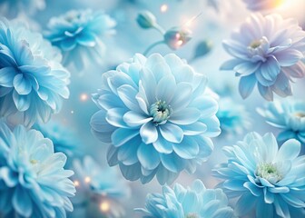 Obraz premium Aerial Light Blue Floral Presentation Background AI Photo