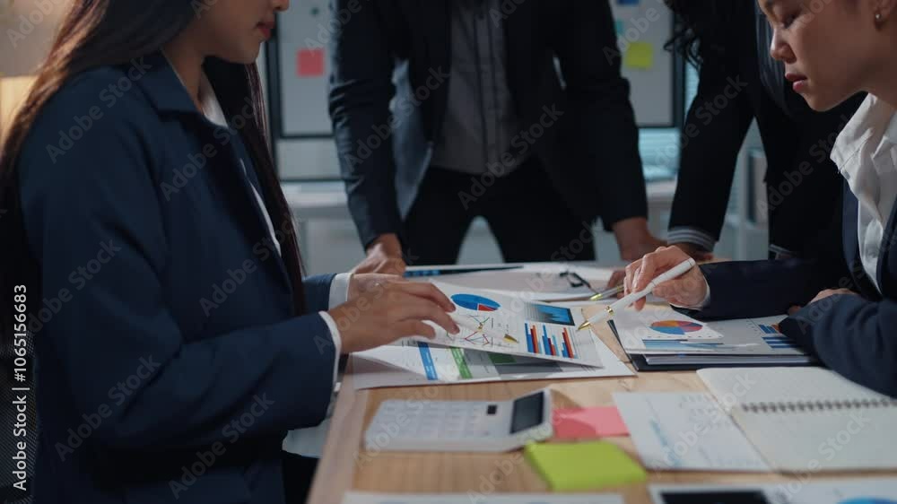 Aufkleber Business team discussing financial data and formulating a growth strategy in a collaborative office environment