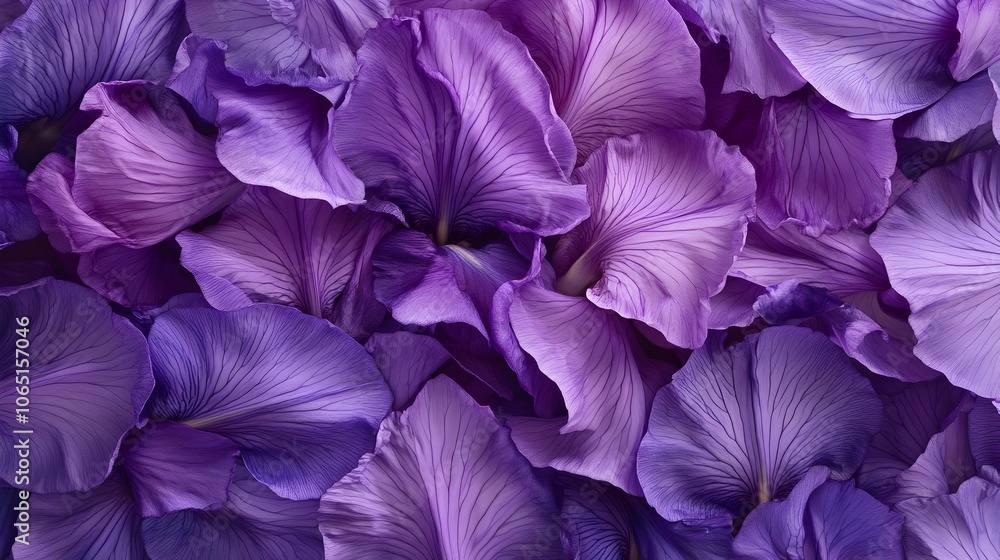 Poster vibrant purple iris petals in macro detail with rich tones and sharp texture