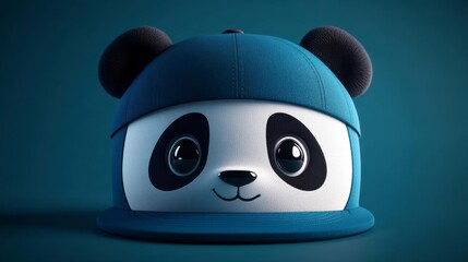 A cartoon panda wearing a blue baseball cap