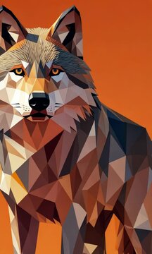A wolf in low-poly animation walking forward